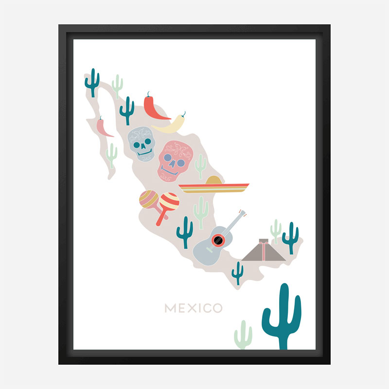 Mexico Map No 1 Art Print