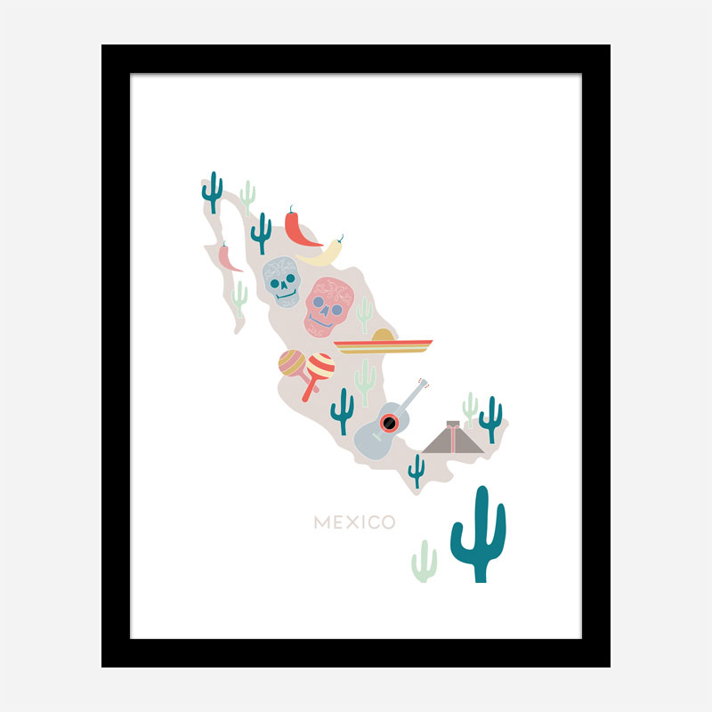 Mexico Map No 1 Art Print