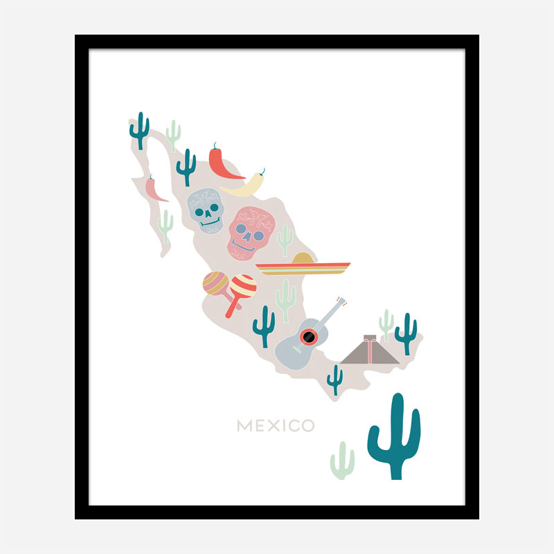 Mexico Map No 1 Art Print