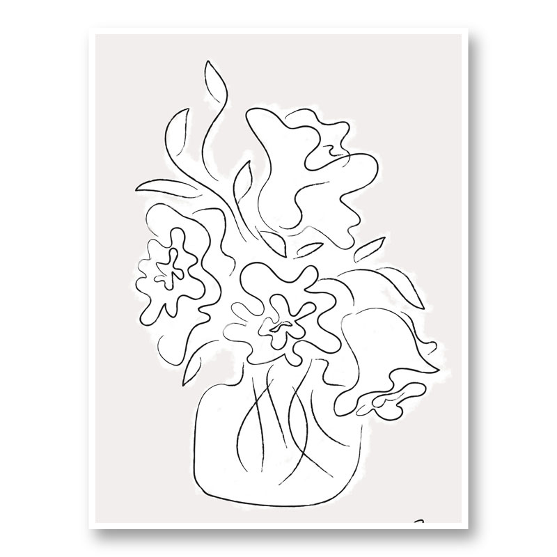 Flower Bouquet Grey Art Print