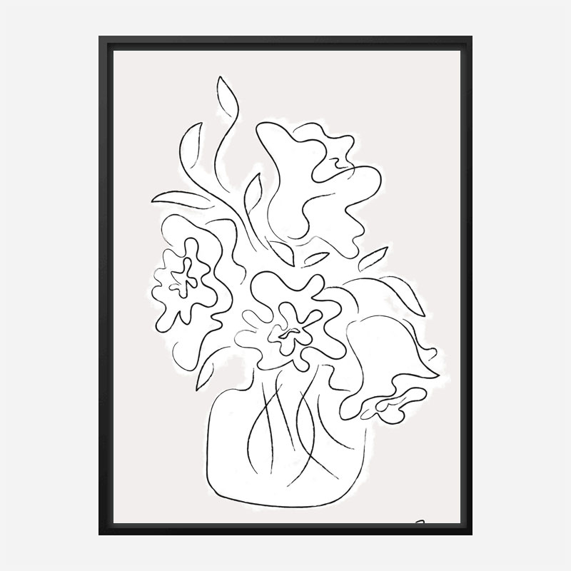 Flower Bouquet Grey Art Print