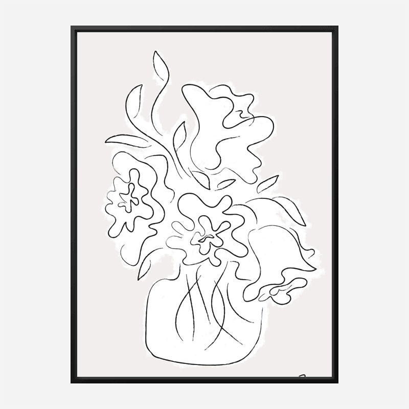 Flower Bouquet Grey Art Print