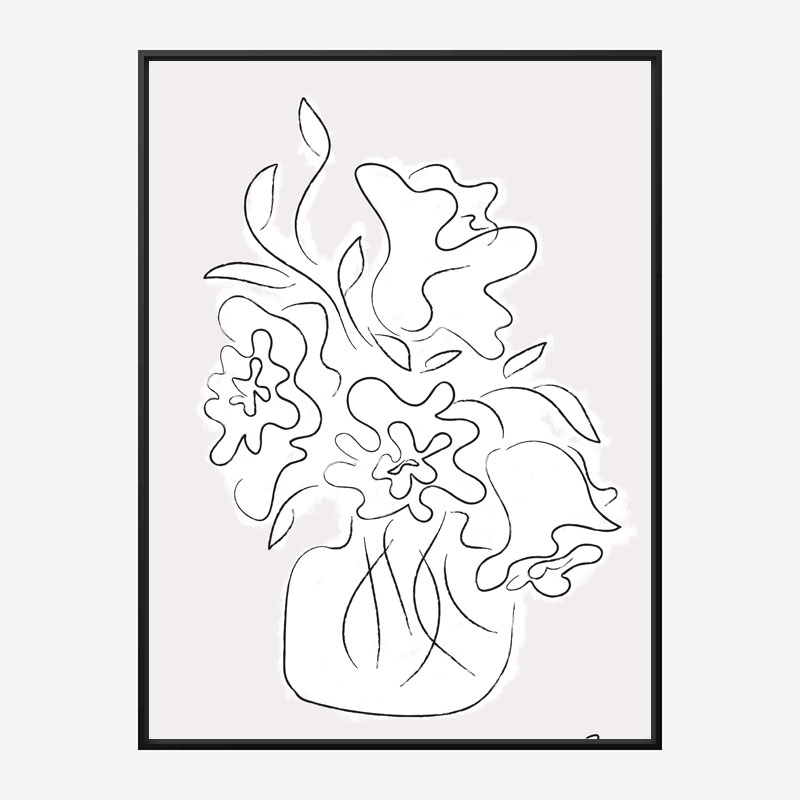 Flower Bouquet Grey Art Print