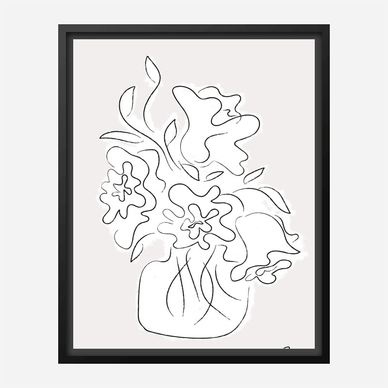 Flower Bouquet Grey Art Print