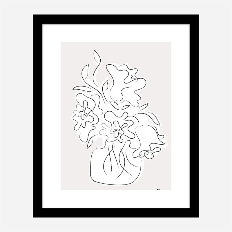 Flower Bouquet Grey Art Print