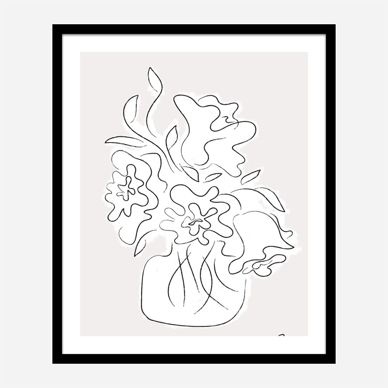 Flower Bouquet Grey Art Print