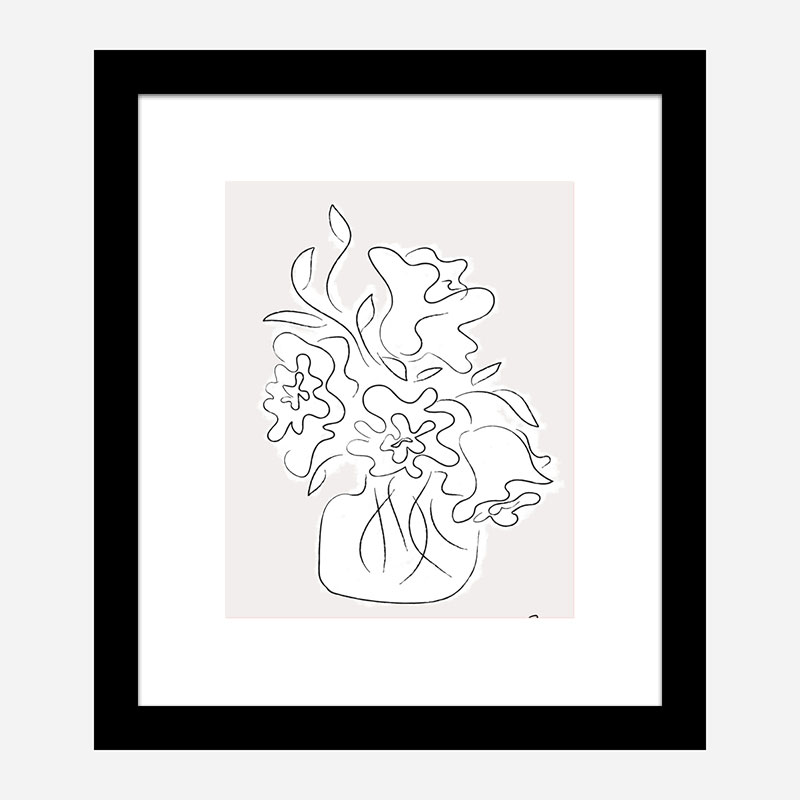 Flower Bouquet Grey Art Print