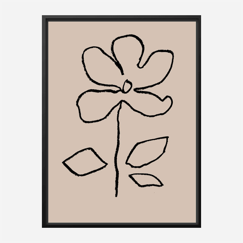 Oil Pastel Flower Black Art Print