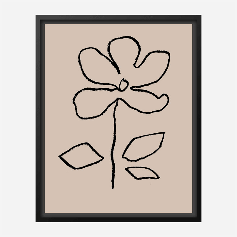 Oil Pastel Flower Black Art Print