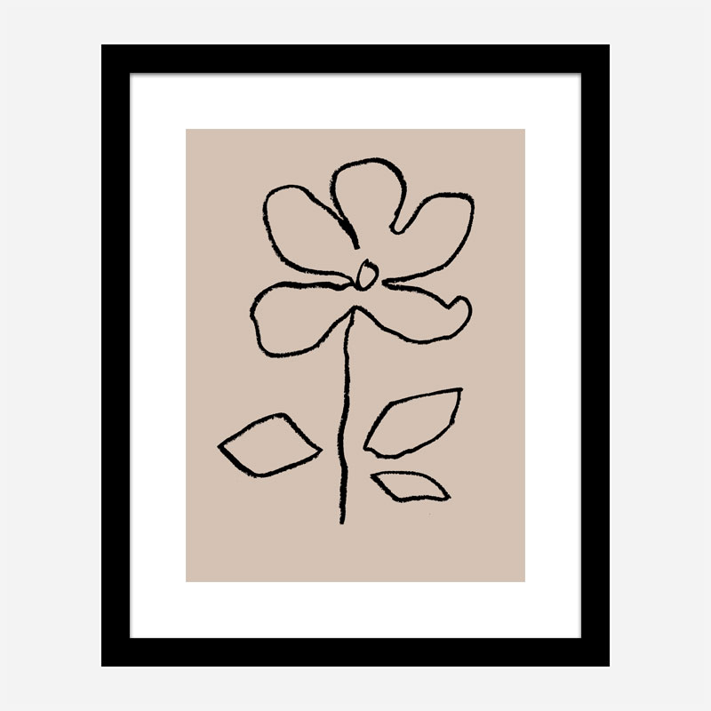 Oil Pastel Flower Black Art Print