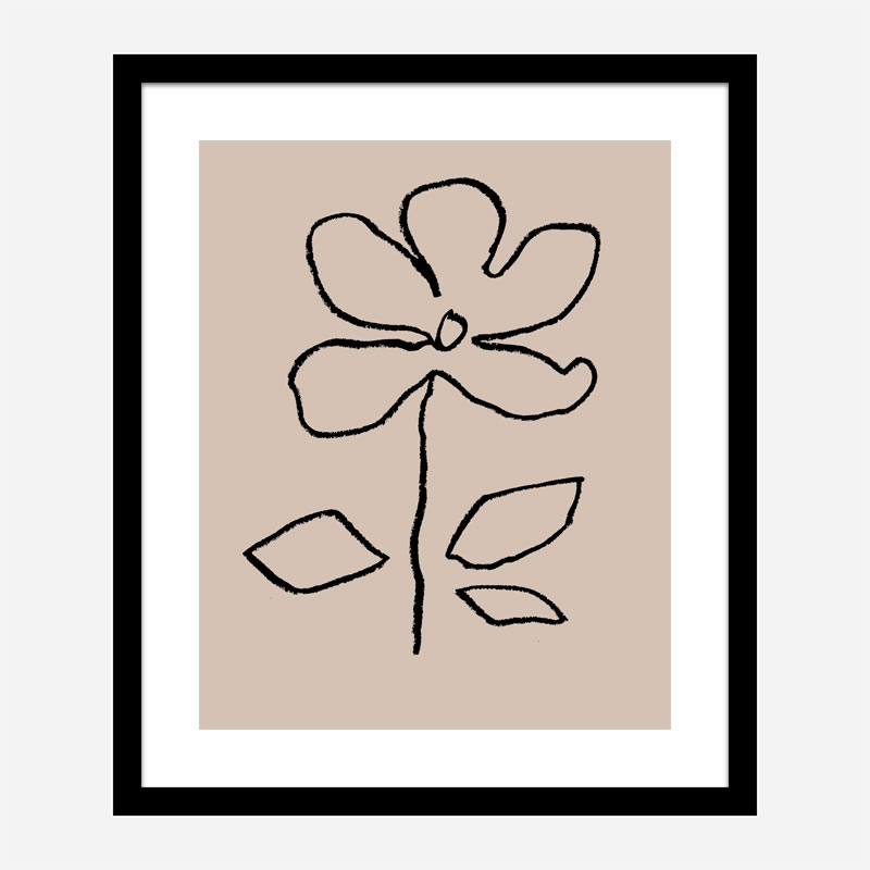 Oil Pastel Flower Black Art Print