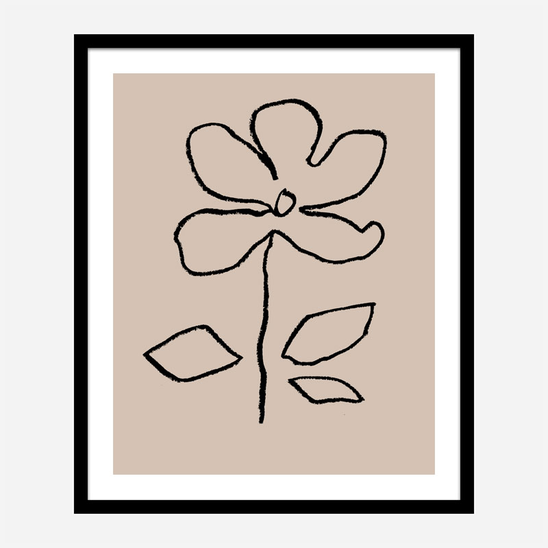 Oil Pastel Flower Black Art Print