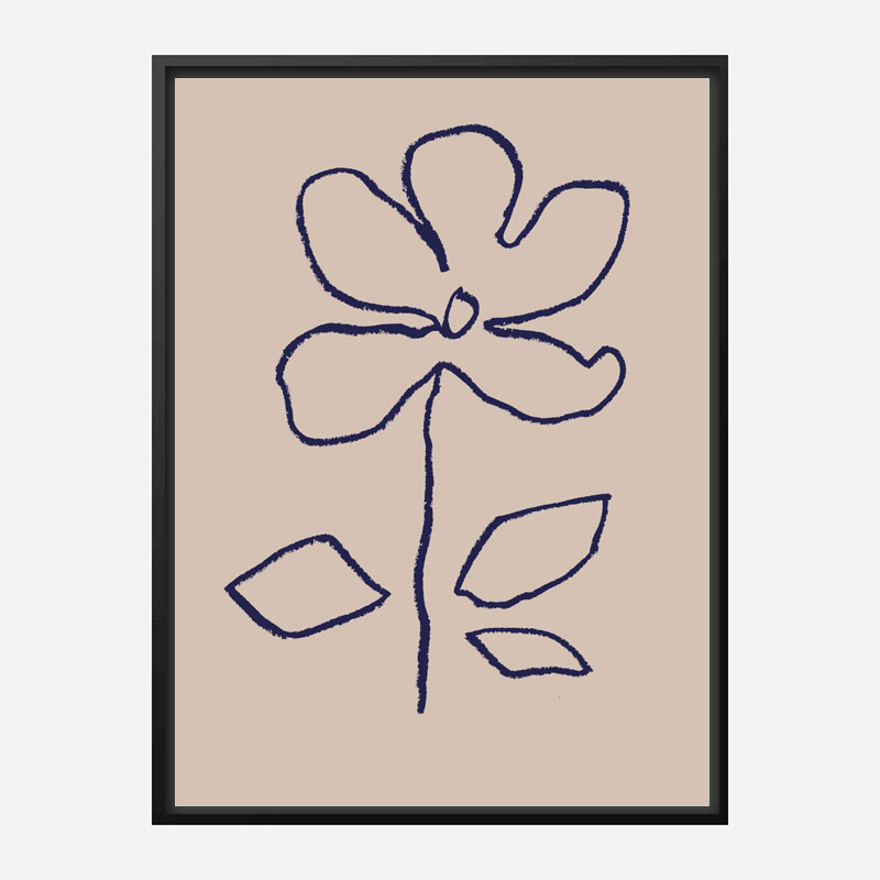 Oil Pastel Flower Blue Art Print