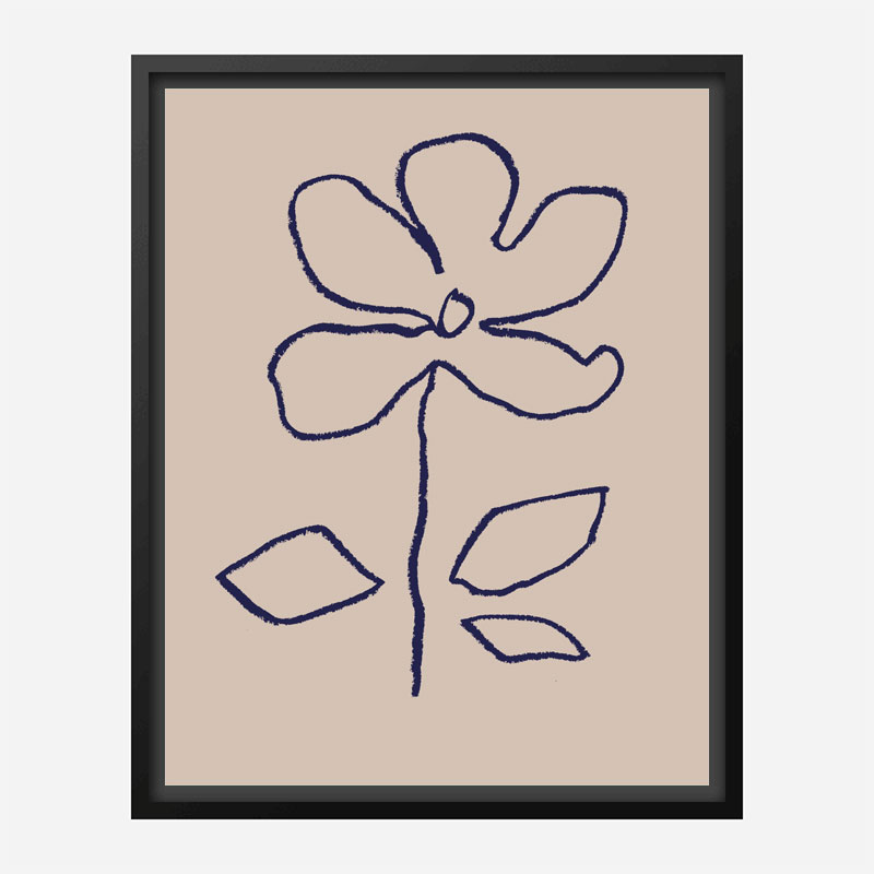 Oil Pastel Flower Blue Art Print