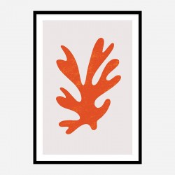 Abstract One Line Leaf Red