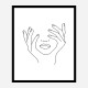 Face Hands Line Art Print