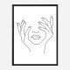 Face Hands Line Art Print