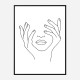 Face Hands Line Art Print