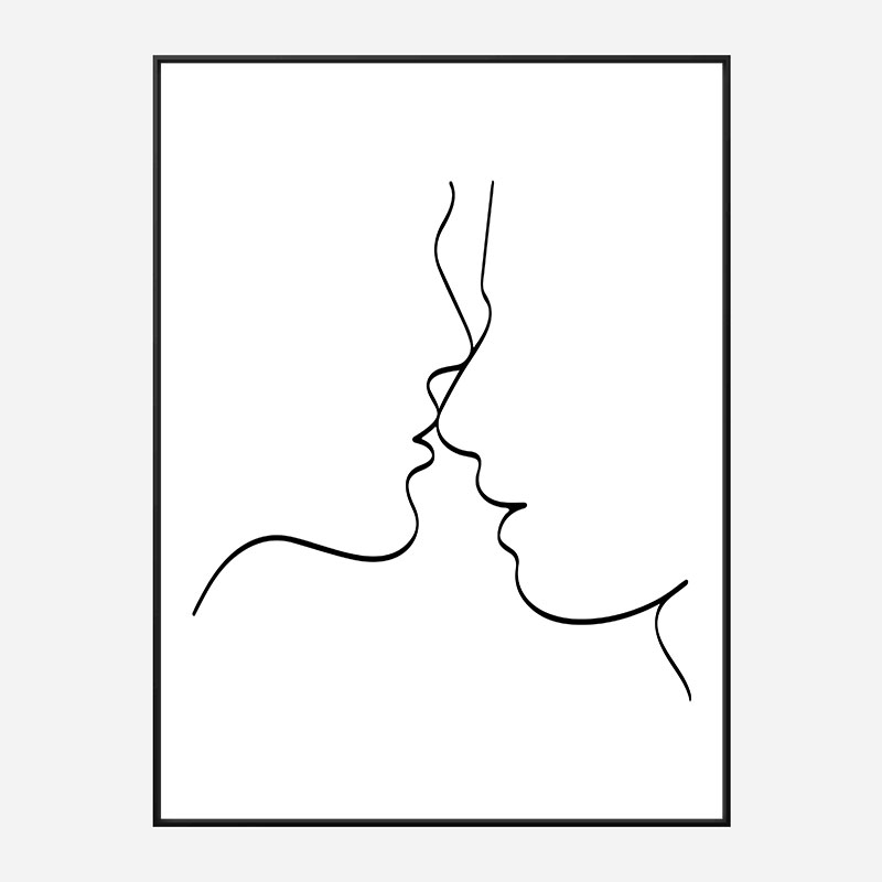 Nearly a Kiss Line Art Print