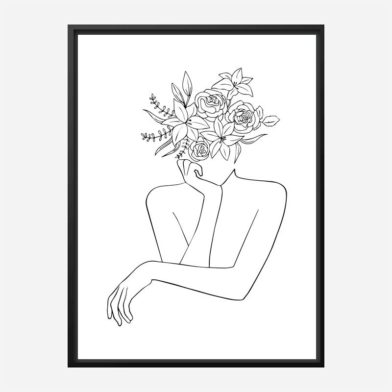 Flower Head Line Art Print Flower Head Line Art Print