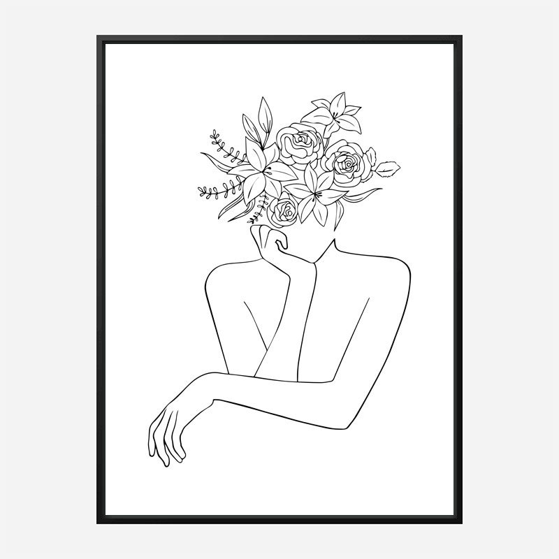 Flower Head Line Art Print Flower Head Line Art Print
