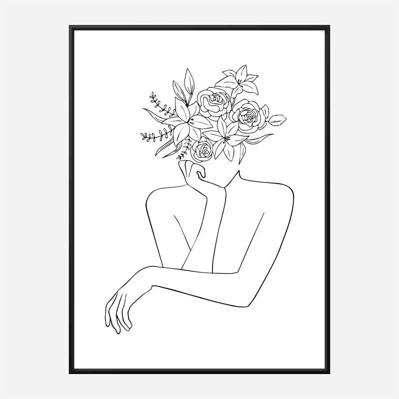 Flower Head Line Art Print Flower Head Line Art Print