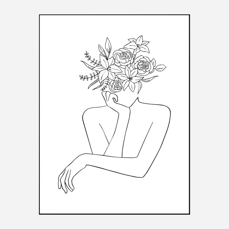 Flower Head Line Art Print Flower Head Line Art Print