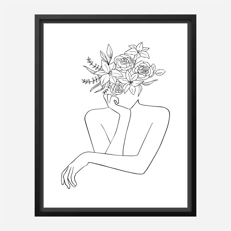 Flower Head Line Art Print Flower Head Line Art Print