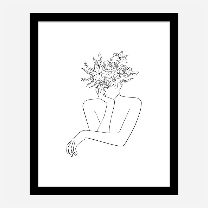 Flower Head Line Art Print Flower Head Line Art Print