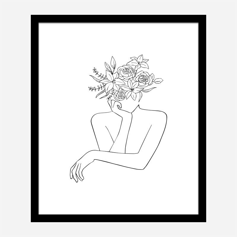 Flower Head Line Art Print Flower Head Line Art Print