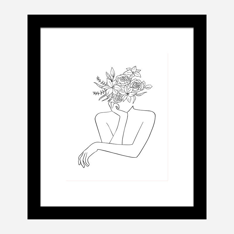Flower Head Line Art Print Flower Head Line Art Print