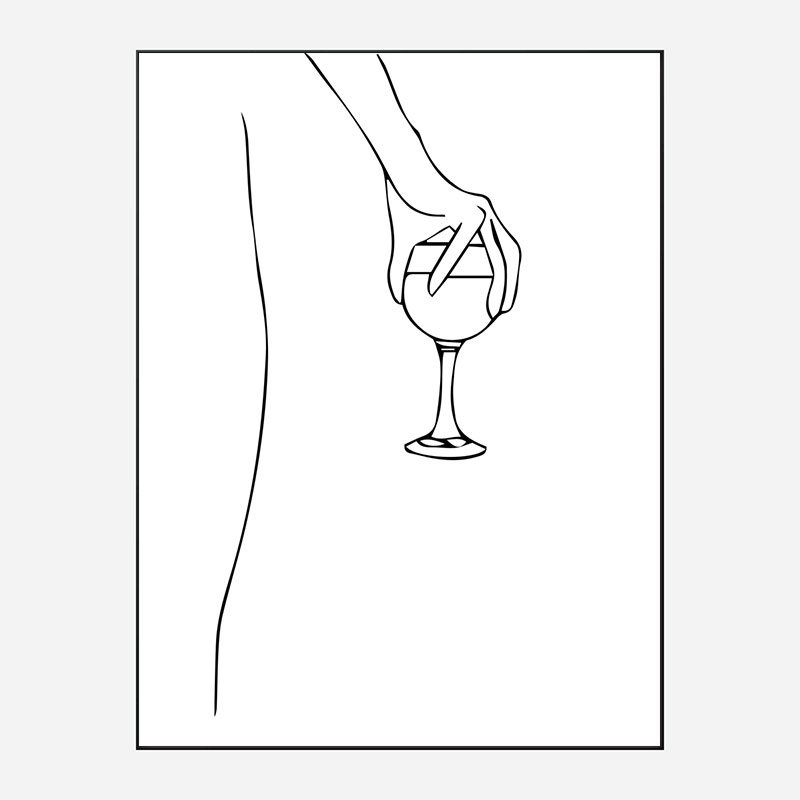 Wine Time Line Art Print