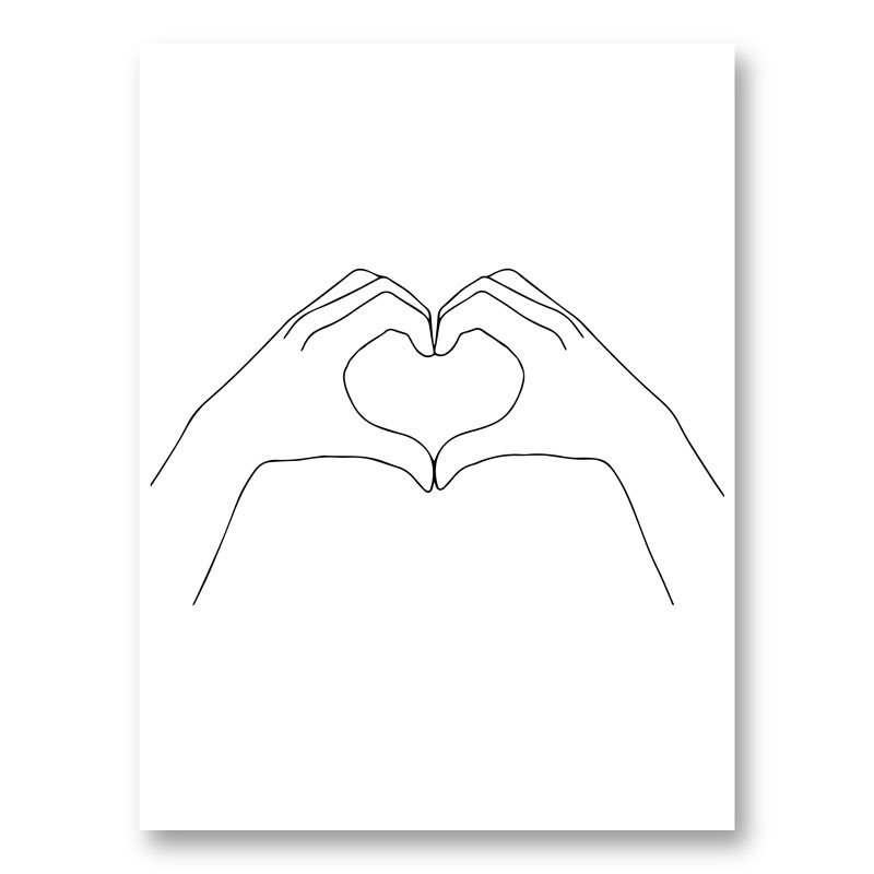 Hands Heart Line Art Print Hands Heart Line Art Print