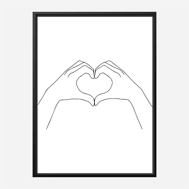 Hands Heart Line Art Print Hands Heart Line Art Print