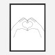 Hands Heart Line Art Print Hands Heart Line Art Print