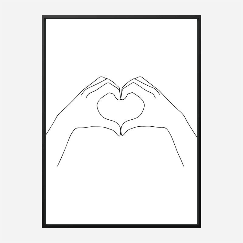 Hands Heart Line Art Print Hands Heart Line Art Print