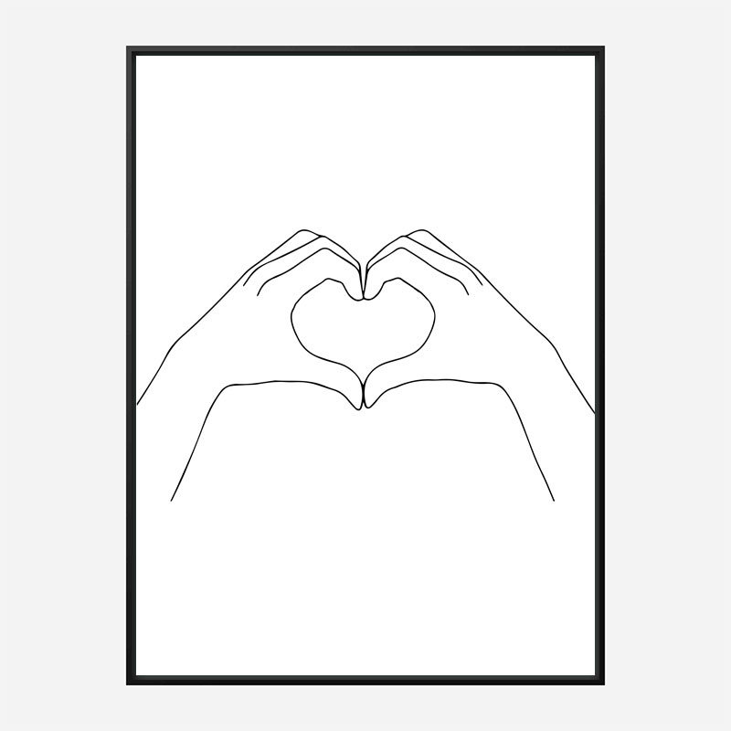 Hands Heart Line Art Print Hands Heart Line Art Print