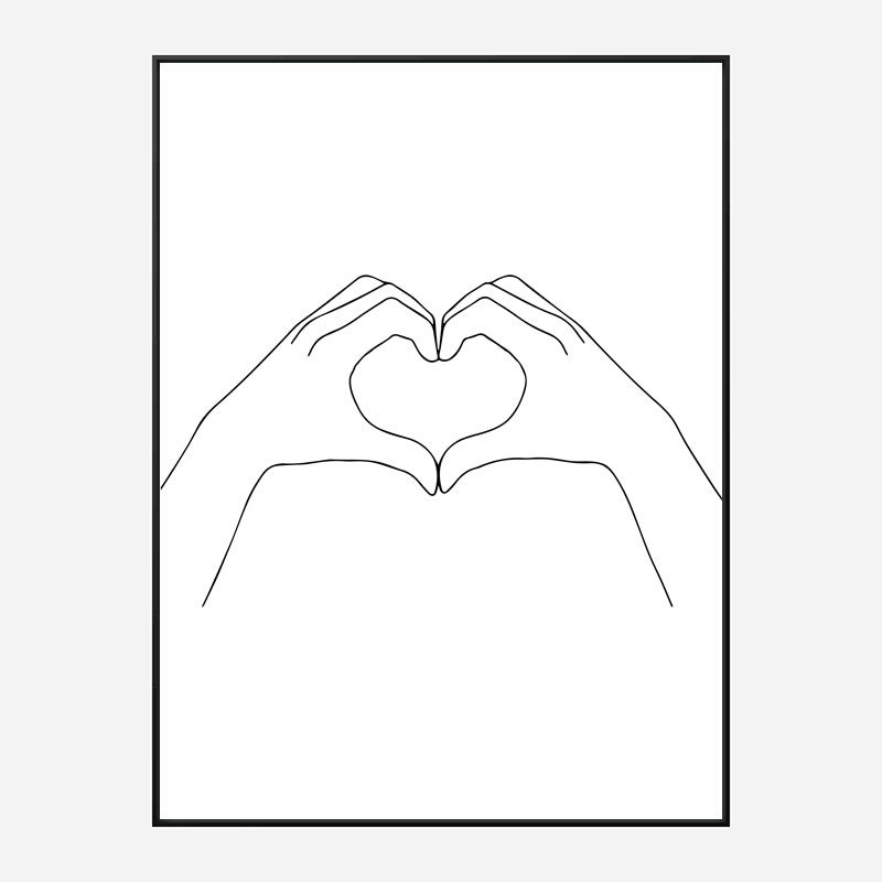 Hands Heart Line Art Print Hands Heart Line Art Print