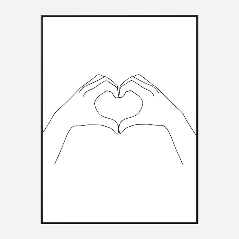 Hands Heart Line Art Print Hands Heart Line Art Print