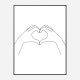 Hands Heart Line Art Print Hands Heart Line Art Print