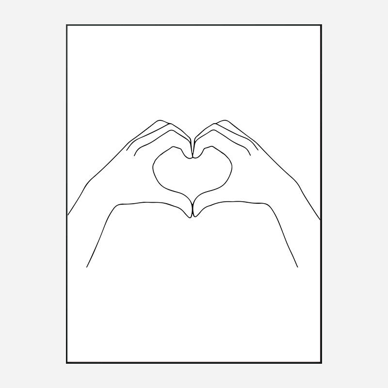 Hands Heart Line Art Print Hands Heart Line Art Print