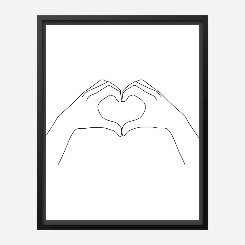Hands Heart Line Art Print Hands Heart Line Art Print