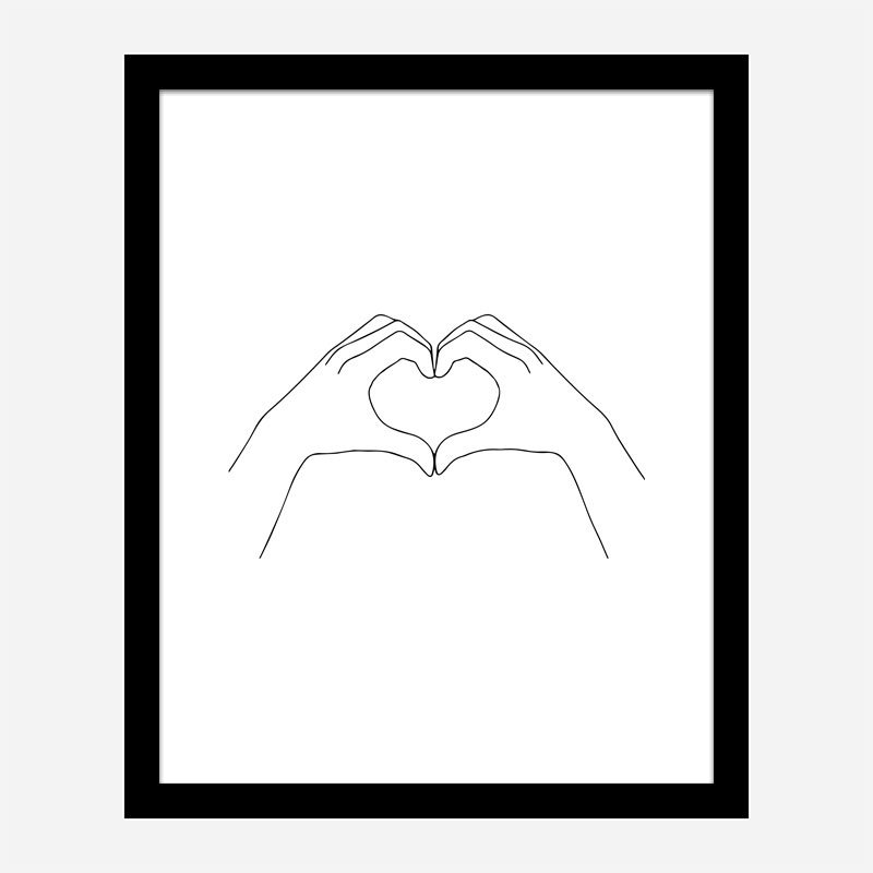 Hands Heart Line Art Print Hands Heart Line Art Print
