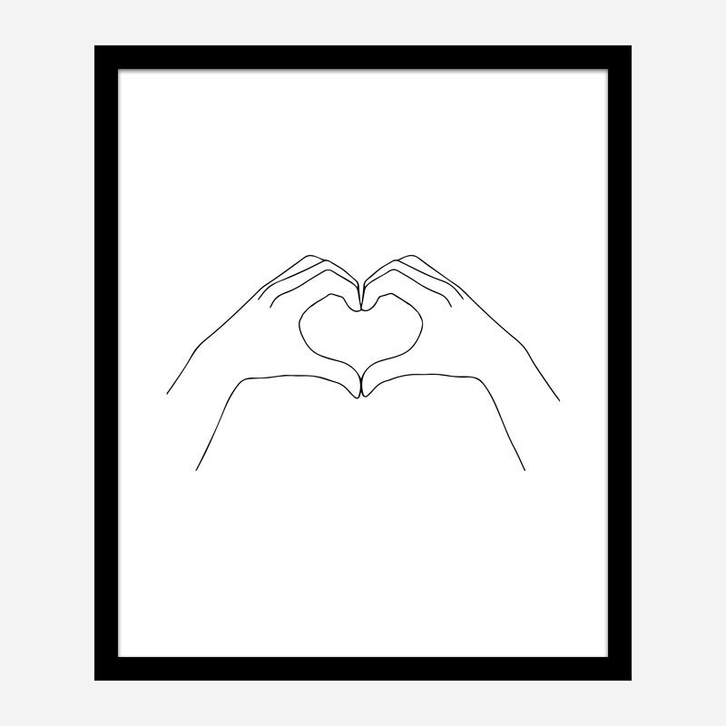 Hands Heart Line Art Print Hands Heart Line Art Print