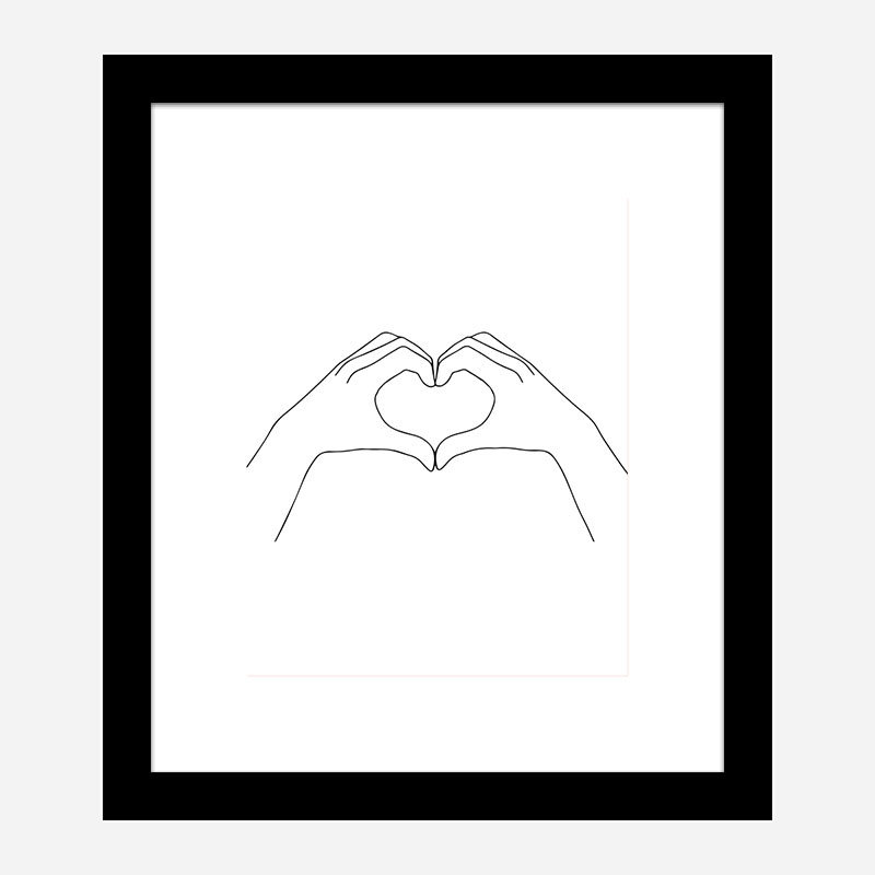Hands Heart Line Art Print Hands Heart Line Art Print