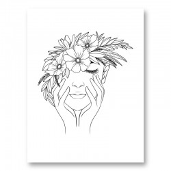 Flower Hair Line Art Print