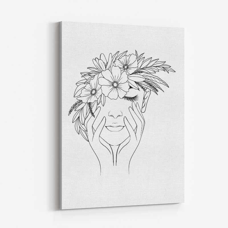 Flower Hair Line Art Print