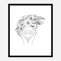 Flower Hair Line Art Print