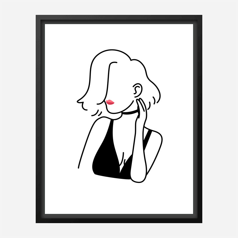 Lady of Fashion 2 Line Art Print