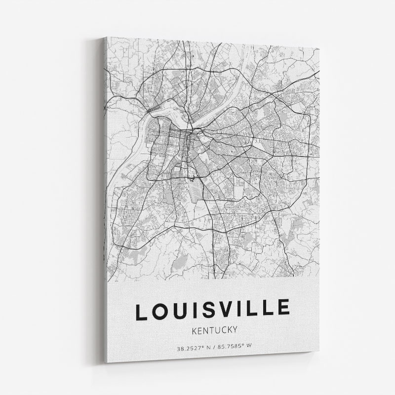 Louisville KY City Vector Road Map Blue Text Canvas Print / Canvas